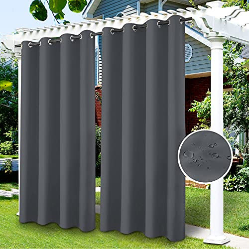 Tende Idrorepellente per Esterni Tende Termiche Isolanti Tende da Esterno con Anelli 1 Pannello, Tende per Interni per Portico, Pergolato, Cortile, Porta Scorrevole/Pergolato, (grigio, 132 x 274 cm)