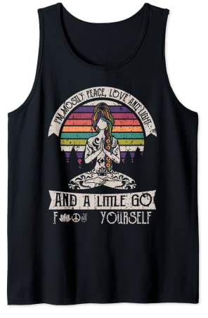 I'm Mostly Peace Love And Light Yoga Tattooed Tank Top