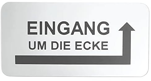 Hinweisschild Eingang um die Ecke Pfeil Links Rechts Selbstklebend 4 Größen Silber (120x60mm Eingang Rechts)