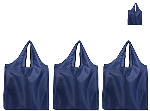 CHENGZI Wiederverwendbare Einkaufstaschen, 3 Stück, leichte Einkaufstaschen, faltbare Einkaufstasche mit angenähter Tasche, waschbar, langlebig, für Damen und Herren