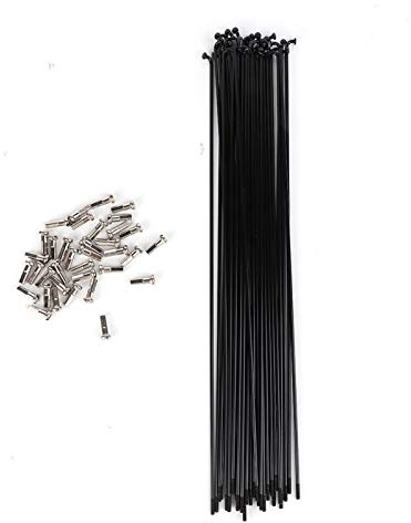 OUKENS Radios de Bicicleta, 36 Piezas/Juego de radios de Acero para Bicicleta de montaña, 259/261 mm con pezones (Negro 261mm)