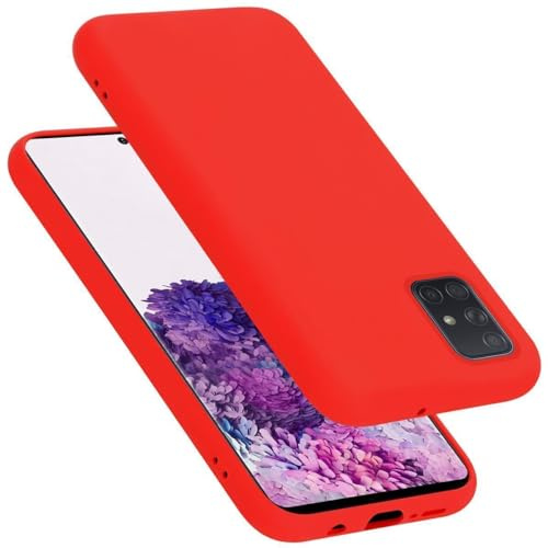 Cadorabo Hülle kompatibel mit Samsung Galaxy A51 5G Hülle Silikon Handyhülle für Galaxy A51 5G Case aus flüssigem Silikon- Kratzfeste und stoßfeste dünne TPU Schutzhülle - Liquid ROT