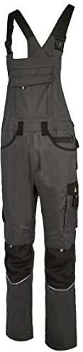 Hans Schäfer Workwear HSW Professional – Latzhose für Herren – Lange Arbeitshose mit Knietaschen – Bequem, strapazierbar und qualitativ – Grau, 50