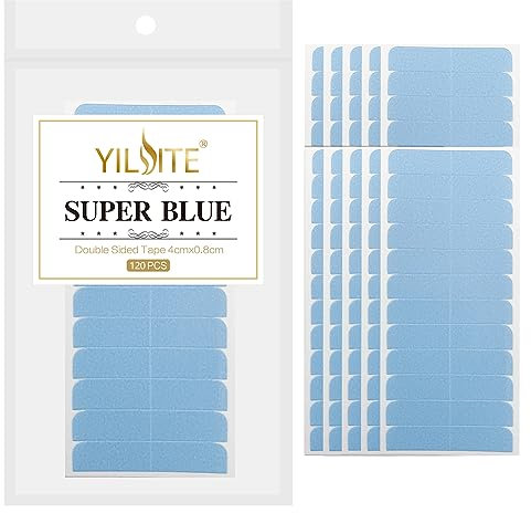 YILITE Hair Extensions Tape Tabs Double Sided Human Hair Tape for Replacement 4 x 0.8 cm Adhesive (120Pcs Blue)