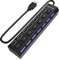 Hub USB, 7 puertos USB 2.0 LED portátil de alta velocidad compatible con iMac Pro, MacBook Air, Mac mini/Pro, Surface Pro, PC y portátil