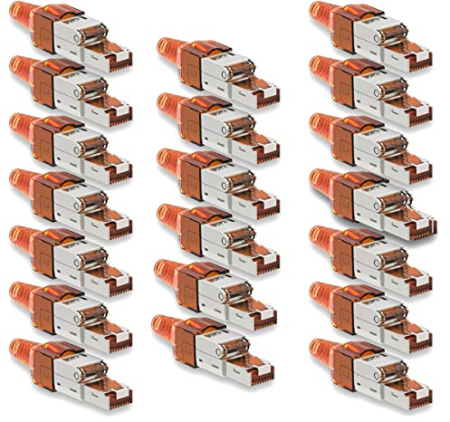NAUC CAT 7 RJ45 Netzwerkstecker - 20x RJ45 Stecker Steckverbinder - mit Zugentlastung - geschirmt - werkzeuglos - CAT 7 CAT7 LAN Netzwerkkabel Stecker