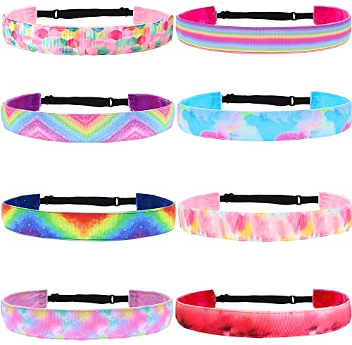 8 Stück Haarbänder Mädchen, Haarband Mädchen, Mädchen Stirnbänder, Farbe Sport Haarband, mädchen haarband, Rutschfest Mädchen Mode Kopfband, für Mädchen, Party, Geburtstag (8 Modelle)