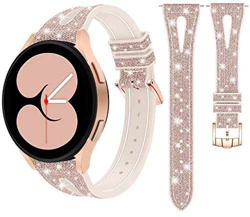 Neitra 20mm Schmal Ersatzarmbänder für Samsung Galaxy Watch 6/5/4 40mm 44mm & 5Pro 45mm/6 Classic 43mm 47mm/4 Classic 42mm 46mm/3 41mm, Silikon Glitzer Uhrenarmband