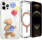 Mixroom - Cover Custodia per Apple iPhone 13 PRO Max con Cerchio Magnetico Compatibile con l’Alimentatore MagSafe Disegno Orsetto con Palloncini 415