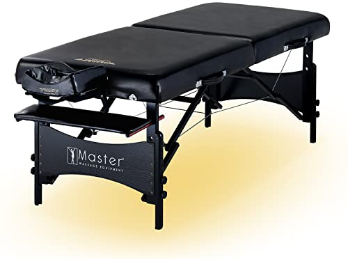 Master Massage Galaxy Therma Top Mobil Massageliege Kosmetikliege Beheizbar Klappbar mit Ambiente Beleuchtung Holz, Leder, Schwarz, 76 cm