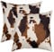 Kuh Pelz Gedruckt Kissenbezüge 45x45cm 2er Set Kissenbezüge Weiches Rindsleder Kissenbezug Kissenhülle Western Bauernhof Tier Haut Braun Sofakissen Couchkissen für Sofa Couch Bett Auto
