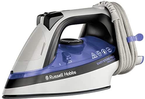Russell Hobbs Steam Iron [2400W, 180g extra steam boost] Easy Store Pro Wrap & Clip iron (space-saving cable storage, 320ml water tank, fast heat up, ceramic soleplate, self-cleaning function) 26730
