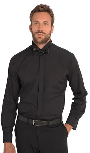 JP 1880, Camicia da Smoking, Business, con Gemelli Eleganti Fino a 8XL, Nero, XXL Uomo