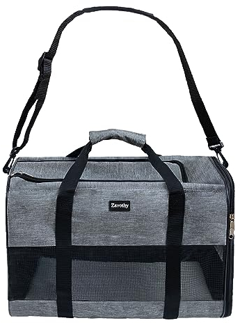 Zavothy Borsa per il Trasporto del Gatto Cane, Borsa per il Trasporto Traspirante e Pieghevole, Custodia per il Trasporto del Gatto con Tracolla Regolabile, Materasso in Peluche Rimovibile, L, Beige