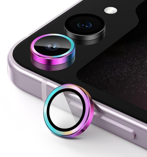 JETech Camera Lens Protector for Samsung Galaxy Z Flip 5, 9H Tempered Glass Metal Individual Ring Cover, HD Clear, 1 Set (Colorful)