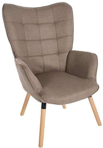 CLP Relaxsessel Garding I Komfortabler Polstersessel Mit Stoff-Bezug, Farbe:Taupe