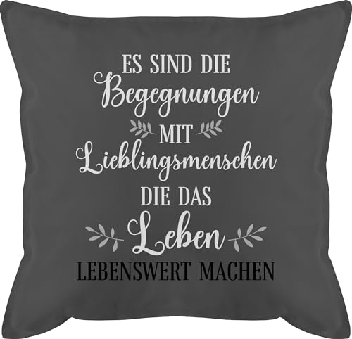 Kissen 50x50 - Freund - Geschenk Lieblingsmenschen - Lieblingsmensch Geschenke - Seelenverwandte - 50 x 50 cm - Grau - besten für seelenverwandt mit füllung Gute Freunde Beste Freundschaft kuschel