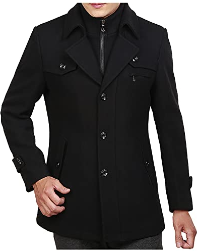 Men Leather Jacket, Men's Winter Hooded Windproof Solid Long Sleeve Soft Coat Jacket Trench Coat Herrenwesten Sommer Mantel Männer Kurz Ärmellose Jacke Wachs Für Wachsjacken Damen (4XL, Schwarz)