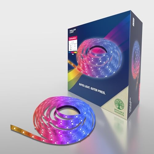 Müller-Licht Indoor LED-Strip RGB mit music sensor und WLAN, per TUYA Smartphone-App steuerbar, 2 meter, individuell kürzbar, selbstklebend