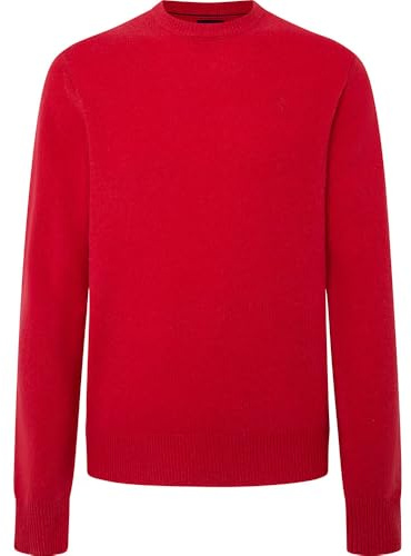 Hackett London Herren Lammwolle Crew Strickwaren, Rot (Kardinalrot), Medium