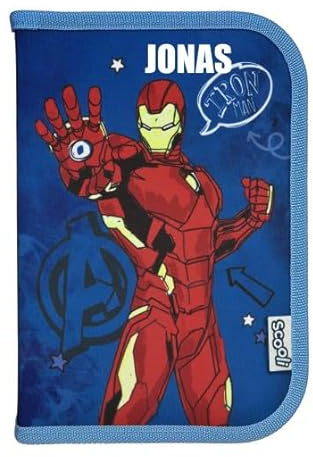 Undercover Federmappe Avengers Jungen - Personalisiert mit Name - Federtasche Superhelden mit Inhalt Stiften - Schüleretui Grundschule Schulanfang Kinder