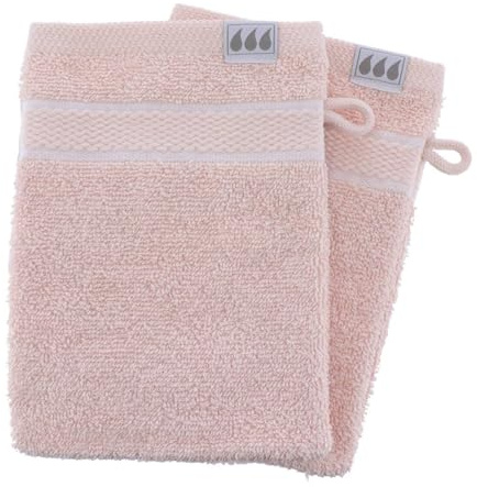 TENDANCE - Set de 2 Gants de Toilette 15x21 cm 100% Coton - Rose Poudre