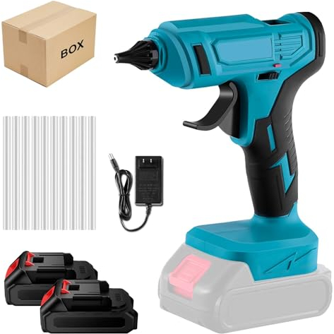 Pistolet à colle chaude sans fil 18 V, 100 W, avec batterie de 6500 mAh et 10 bâtons de colle, pour bricolage, réparation, artisanat, pistolet à colle chaude, batterie compatible avec batterie Makita