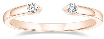 Titaniumcentral Vorsteckring Damen Schmal Offen Verstellbarer Ring Zirkonia Zierlich Schlicht Verlobungsringe Eheringe Versprech Ringe (Rosegold,58 (18.5))