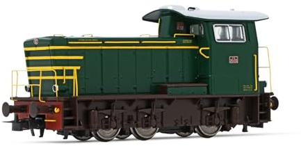 Rivarossi HR2931 FS, Diesel-Rangierlokomotive Baureihe 245, grün mit gelben Streifen, ohne seitliche Handläufe, Ep. IV-Lok – Diesel