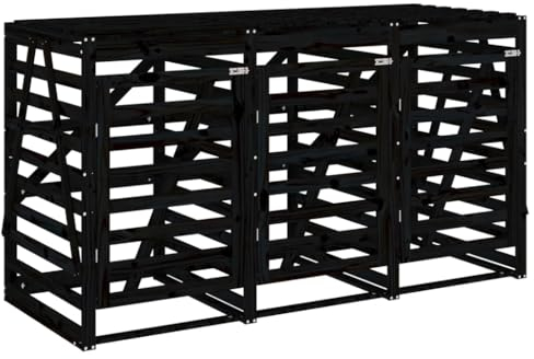 Générique Abri pour Poubelle Triple sur roulettes Noir Bois Massif de pin,Maison & Jardin,Produits ménagers,Accessoires pour conteneurs à déchets,Cache-conteneurs à déchets,Noir,0 LB,3157695