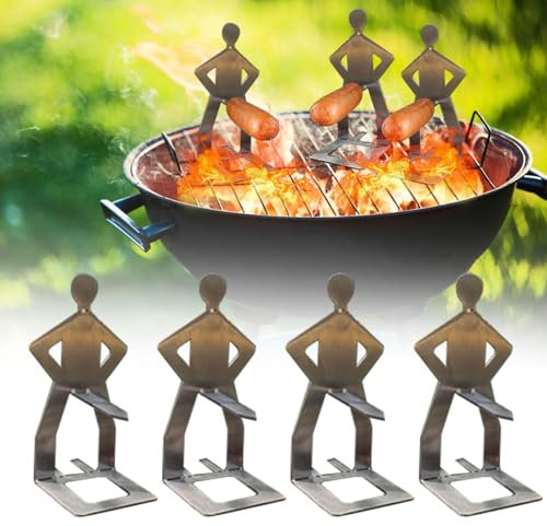 Grillspieße Grillbesteck BBQ Grillgabel Edelstahl Hot Dog Gabel Edelstahl Lagerfeuer Bratstab Spaß BBQ Grill Spieß Lustige Metall Craft Spieß Stick (4stk)