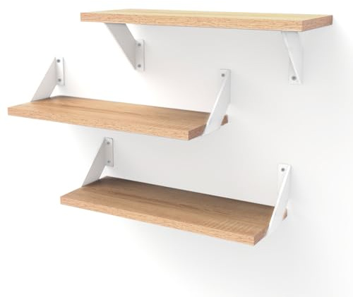 ChasBete Wandregal Holz Vintage 3 Stück, 40cm Schweberegal Holz, Kleines Regal Wand Für Wohnzimmer Schlafzimmer Aufbewahrung Wandregale, Helles Braun