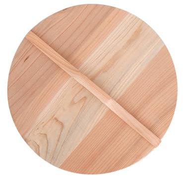 Couvercle rond pour wok en bois naturel, 34 cm