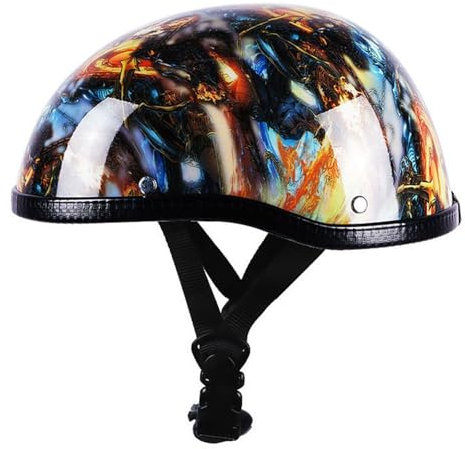 Retro Caschi Jet Moto,Adulti Metà Aperto Faccia Casco da Motociclista Scodella Caschi Cromwell Casco Moto Demi-Jet per Donna Uomo Helmet ECE Omologato F,55-60CM