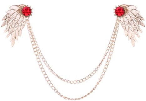 LVUNZJCA Broches pour Hommes Broche de col chaîne col de Chemise Broche de col de Chemise for Hommes(Rouge)