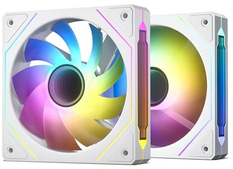 DARKROCK R120-2-Pack 120mm Reverse Installed Infinite Mirror Design PC Fan with Addressable RGB Effect, PWM Smart Control and Hydraulic Bearing for Stable Operation - White