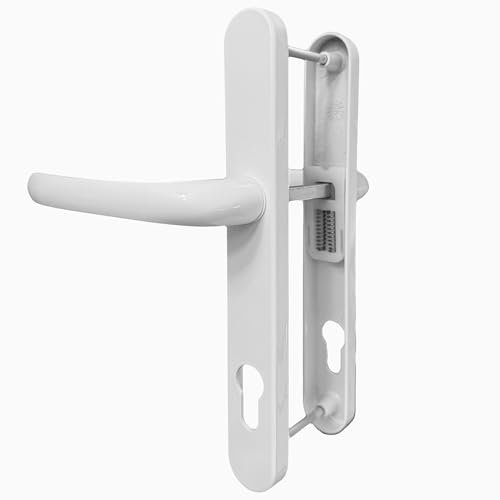 UPVC Double Glazing 92PZ 210mm Screw Centres Sprung Door Handle Set PVC Long Backplate White