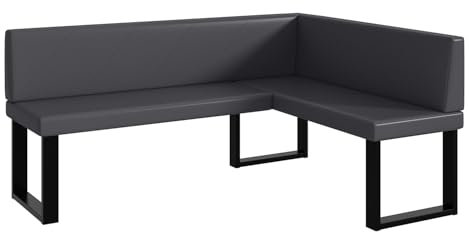 MEBLINI Eckbank für Esszimmer - Küchenbank - Essecke - Sitzecke Küche - ERIC - U-Beine 128x168x87cm Rechts - Grau Kunstleder