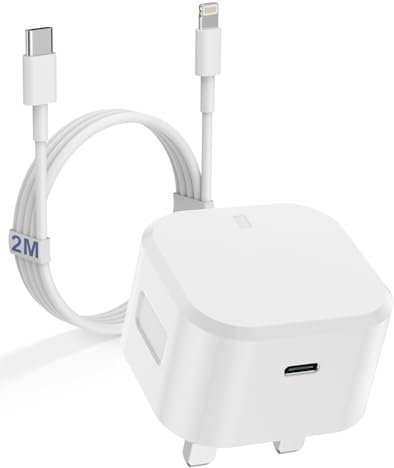 iPhone Fast Charger, 20W USB C Fast Charger Adapter with 2M USB C to Lightning Cable, Ultra-Compact PD Adapter for iPhone 14/14 Pro/ 14 Pro Max/13/13 Pro/ 13 Pro Max/12/11/X/XR/SE/8,iPad and More