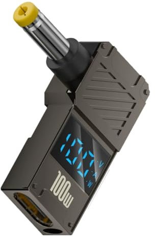 ChenYang USB C auf DC Adapter, USB C Buchse auf DC 5,5x1,7mm Hohlstecker PD 100W Laptop Schnellladeadapter mit Wattanzeige