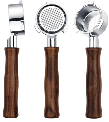 Normcore 51mm 3-Ear Bottomless Portafilter for De'Longhi Dedica EC680/EC685/EC885, Naked Espresso Portafilter with 18g Basket & Walnut Handle, Not for 2-Ear Models