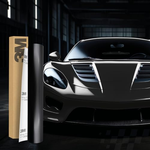 3M 2080 Car Wrapping Film, 30 x 152 cm, Self-Adhesive Paint Protection Film for Car, Motorcycle, Boat, 3D with Air Channels, for Covering (S12 Satin Black)