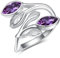Geburtssteinring Amethyst Ringe für Frauen 925 Sterling Silber offen Februar Ring Blattring für Frauen Mädchen Wickelring Finger Leaf Ringe Weihnachten Geschenk