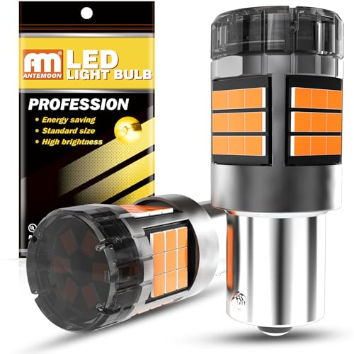 ANTEMOON P21W 1156 BA15S Bombillas LED Canbus Sin Errores Super Brillante 5000LM 12V 24V Ámbar 1141 1003 7506 para Luz de Marcha Atrás Luz de Freno Luces Antiniebla Traseras, 2 Piezas