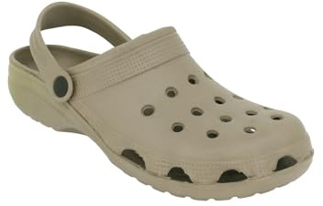 Chums Men's Ventilated Wide Fit Slip On Clog Perfect for Home and Garden Wear Comfortable Footbed & Breathable Design Lightweight & Durable Khaki 9