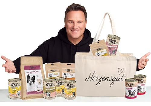 Dogs’n Tiger Herzensgut Hund Premium Nassfutter & Trockenfutter Set, Guido Maria Kretschmer Box, 13-teilig