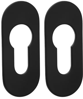 2er Set SOTECH Kleberosetten oval 65 x 28 x 2 mm Edelstahl schwarz mit 3M-VHB-Klebepad ohne Bohren montierbar für Schlösser mit Profilzylinder in Möbel und Türen