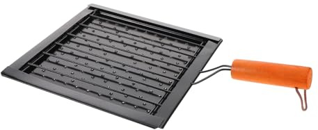 Mikinona Grille-Pain Barbecue Pliable pour Camping Extérieur avec Poignée en Bois Ergonomique, Plaque à Pain Perforée Résistante Haute Température, Ustensile Multifonction pour Feu de Camp