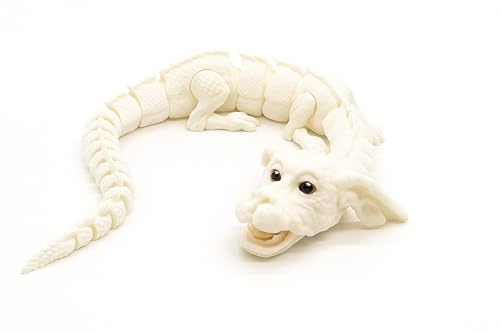 Genérico Figura Articolata di Drago Bianco Fortunato – 45 cm – Figura di Drago Articolata – Giocattolo per Collezionisti, Decorazione e Regalo Originale – Drago Fortunato Flessibile – Falkor – Fujur