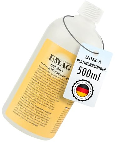 EMAG Detergente per conduttori e circuiti EM-303 I speciale pulitore ad ultrasuoni per circuiti/ibridi, rimuove grassi, impronte digitali ecc. I 0,5 l